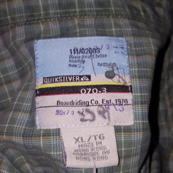 *SOLD*Quiksilver Green Button Down Short Sleeve Sh - Picture 5 of 5